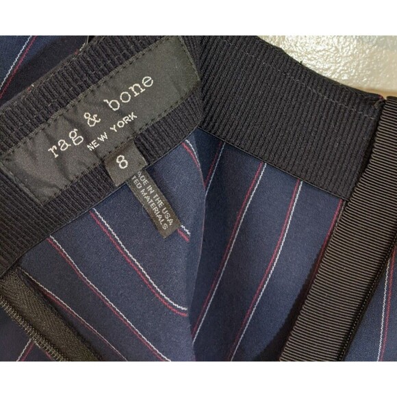 Rag & Bone Women's Simone Pant Navy Striped Cropped High Rise Business Casual 8 - Picture 13 of 15